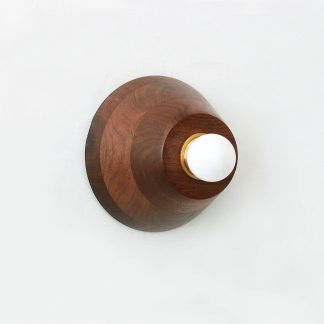 Stepped Walnut Cone and Brass Hoop Wall Light