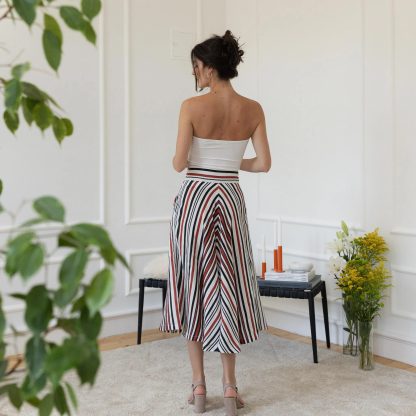 Striped A-line midi skirt - Image 5