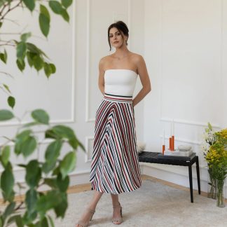 Striped A-line midi skirt