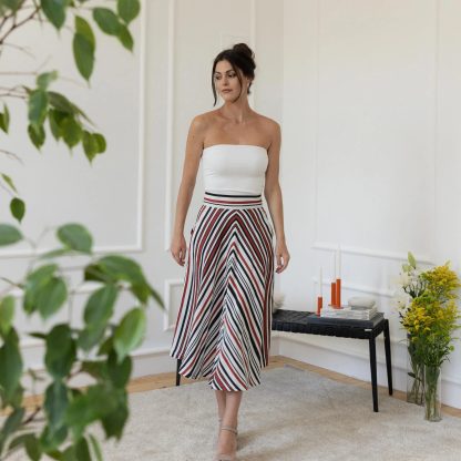 Striped A-line midi skirt - Image 3