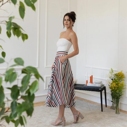 Striped A-line midi skirt - Image 2