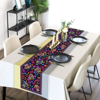 Sugar Skull Floral Table Runner