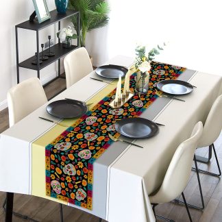 Sugar Skull and Marigold Table Runner