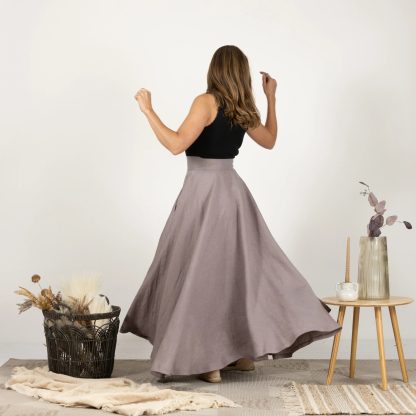 Taupe Linen Maxi Skirt - Image 4