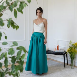 Teal high waist maxi skirt