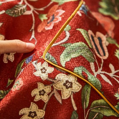 Terracotta Red Plant Embroidery Tablecloth - Image 6