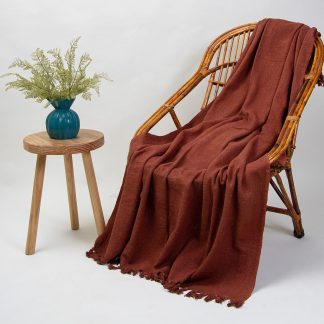 Terracotta Tassel Woven Throw Blanket