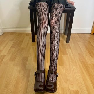 Dark asymmetrical pattern tights
