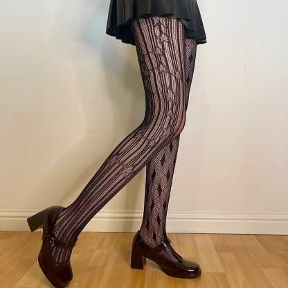 Dark asymmetrical pattern tights - Image 6
