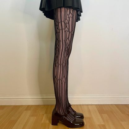 Dark asymmetrical pattern tights - Image 4