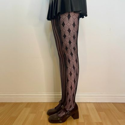 Dark asymmetrical pattern tights - Image 3