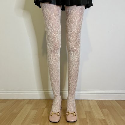 Creamy white all-over lace pantyhose - Image 8