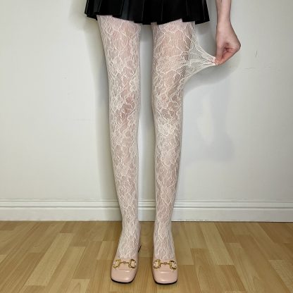 Creamy white all-over lace pantyhose - Image 7