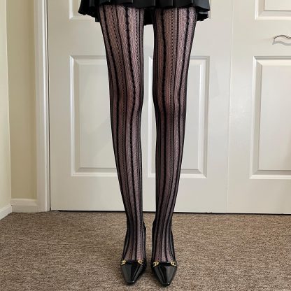 Black striped lace pantyhose - Image 10