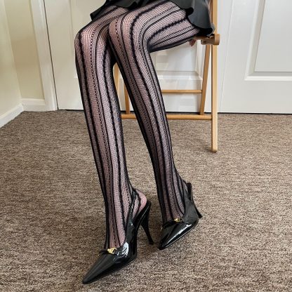 Black striped lace pantyhose - Image 9