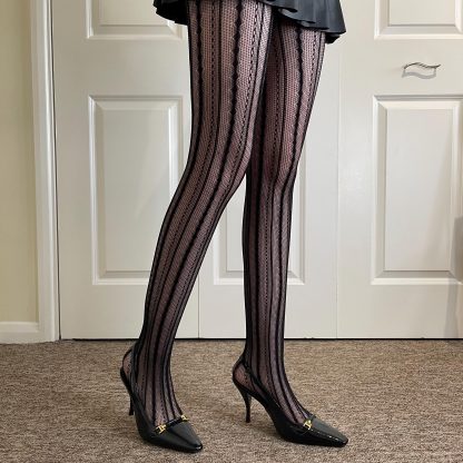 Black striped lace pantyhose - Image 8