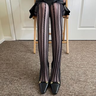 Black striped lace pantyhose