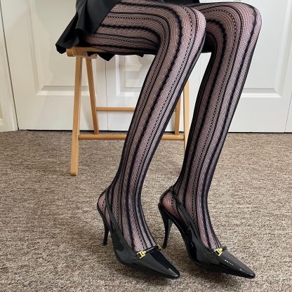 Black striped lace pantyhose - Image 5