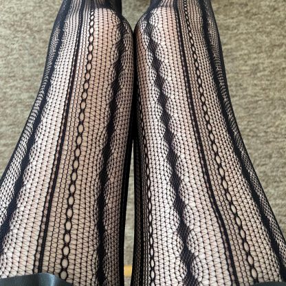 Black striped lace pantyhose - Image 4