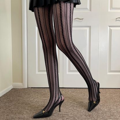 Black striped lace pantyhose - Image 2