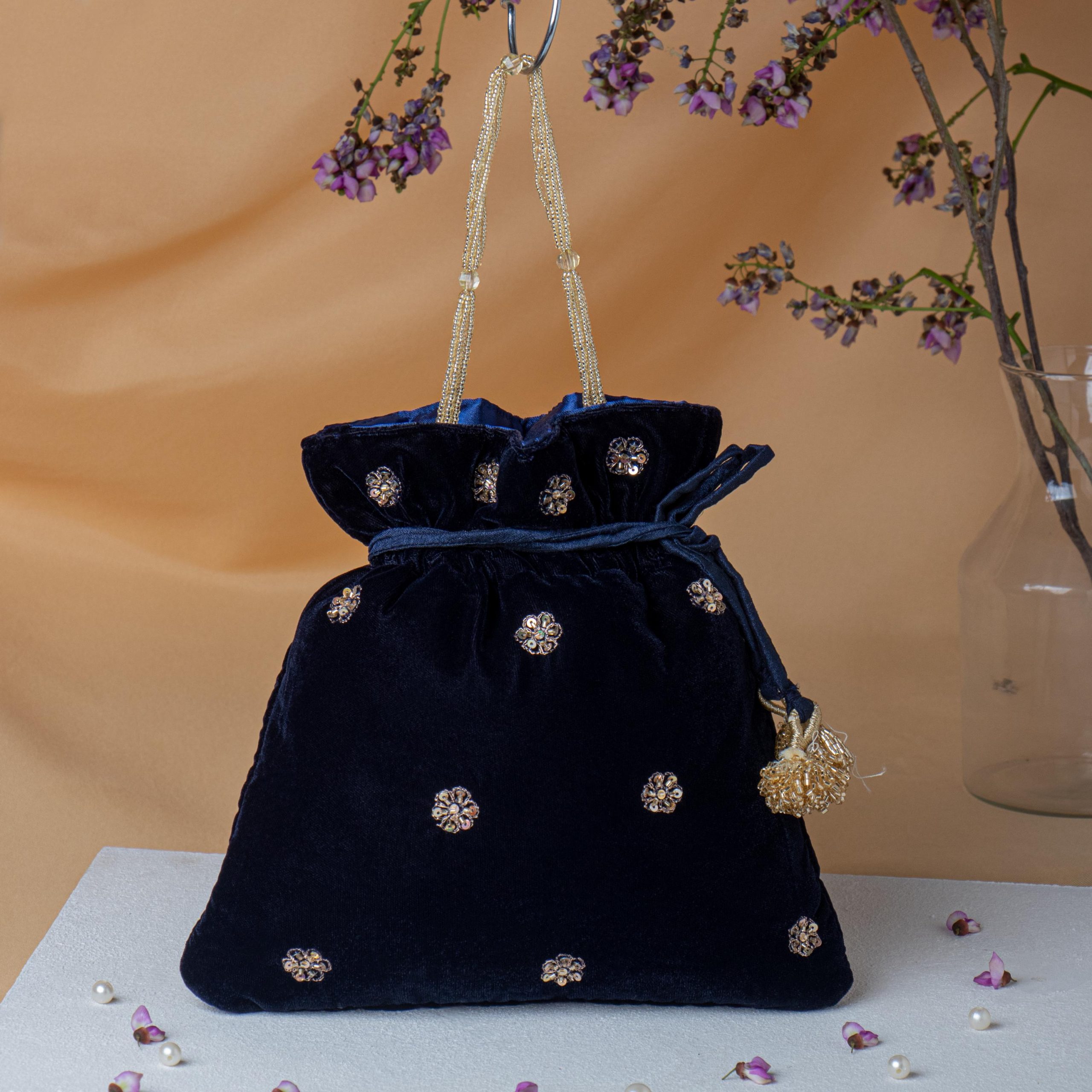 Velvet Beaded Potli Bag - Image 4