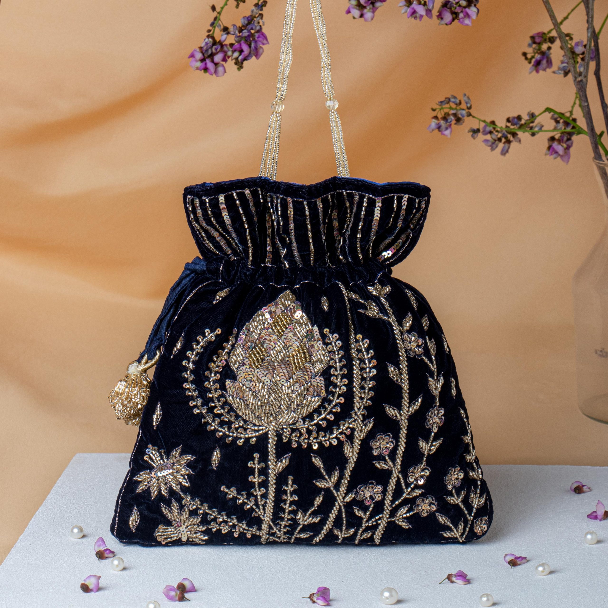 Velvet Beaded Potli Bag