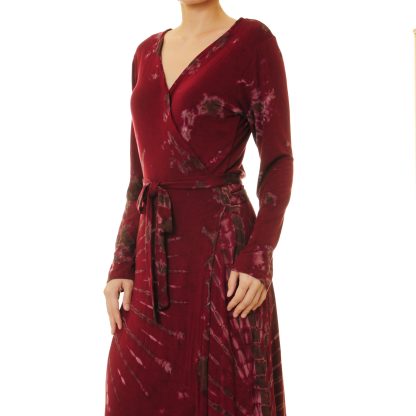 Velvet pomegranate red wrap-around maxi skirt - Image 7