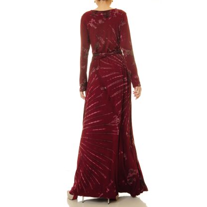 Velvet pomegranate red wrap-around maxi skirt - Image 4