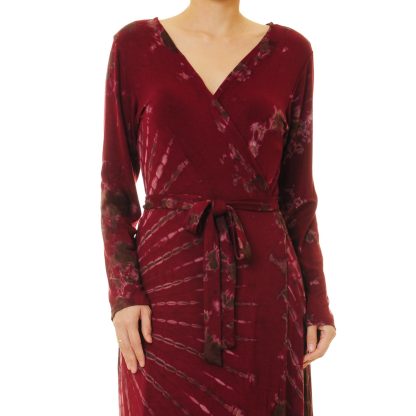 Velvet pomegranate red wrap-around maxi skirt - Image 3