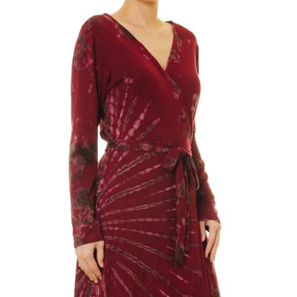 Velvet pomegranate red wrap-around maxi skirt - Image 2
