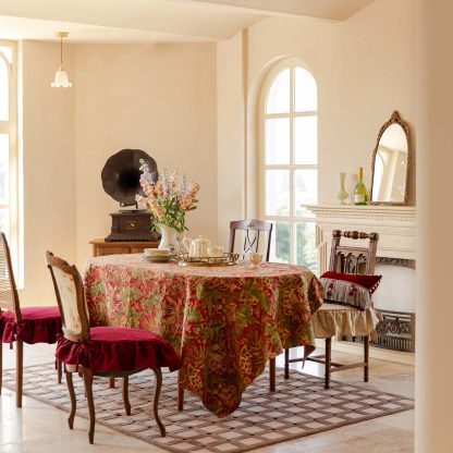 Vermillion tropical floral tablecloth - Image 10