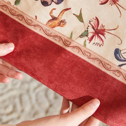 Vintage painted flower and bird tablecloth - Image 4