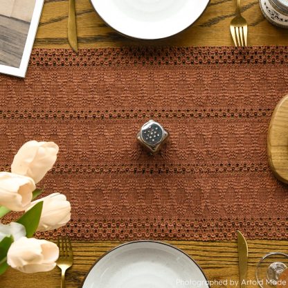 Warm Terracotta Crochet Table Runner - Image 4