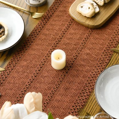 Warm Terracotta Crochet Table Runner - Image 3