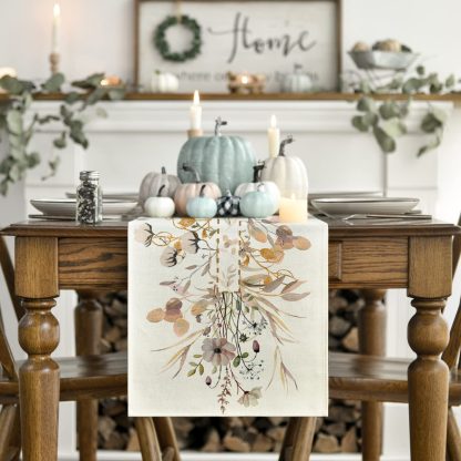 Watercolor wildflower table runner