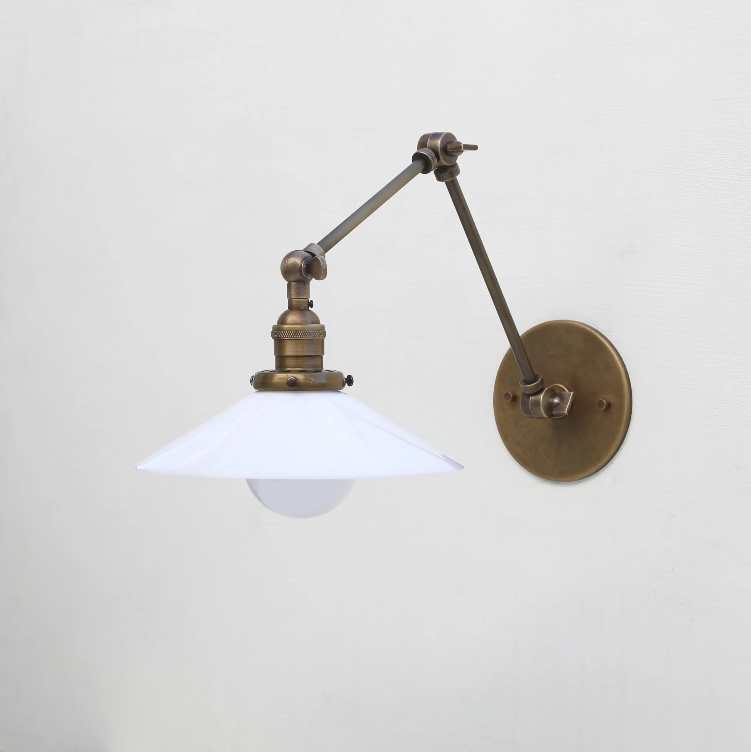 Brass Articulated Arm Globe Wall Lamp