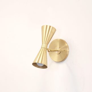 Brass adjustable hourglass-shaped double cone wall lamp
