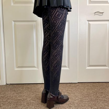 Dark gray diamond jacquard tights - Image 6