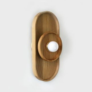 Oval Tray Wood Panel and Center Ring Wall Light