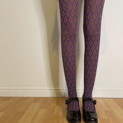 Purple brown diamond pattern pantyhose - Image 5