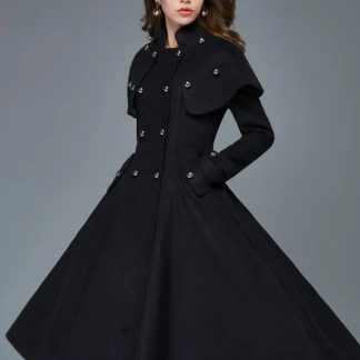 Black double-breasted coat