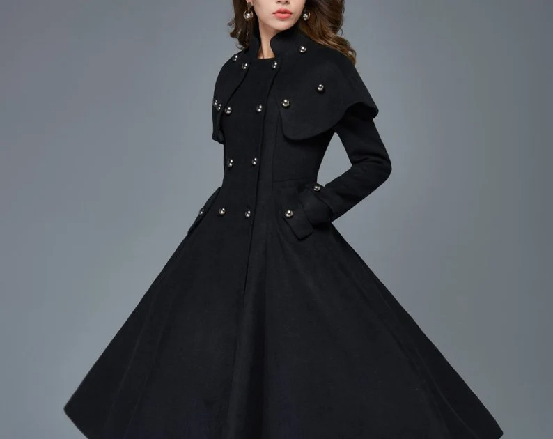 Black double-breasted coat