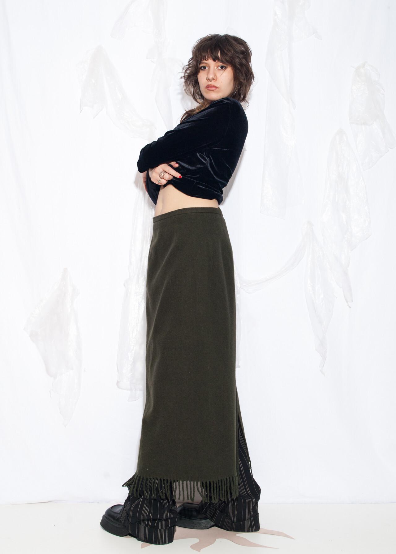 fringed hem straight maxi skirt - Image 6