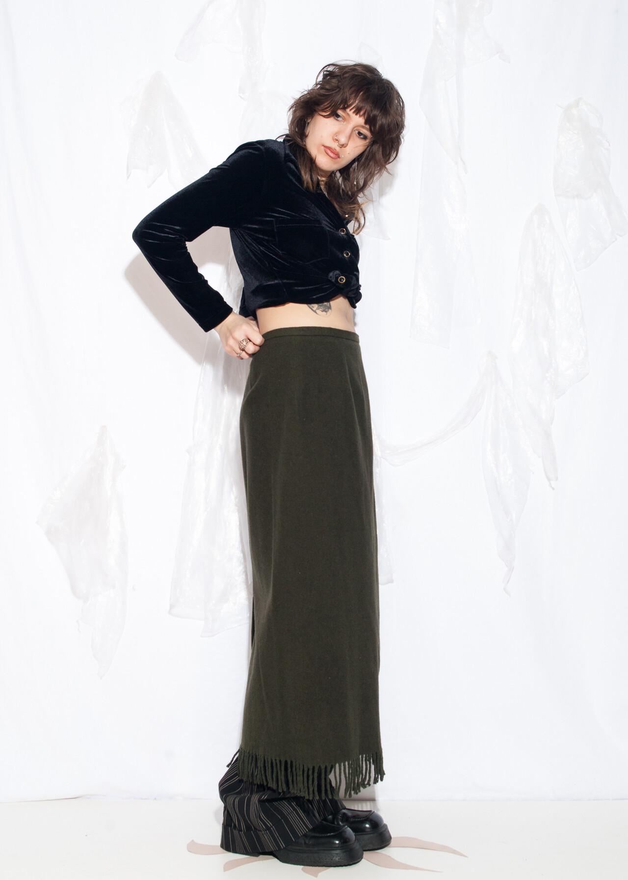 fringed hem straight maxi skirt - Image 4
