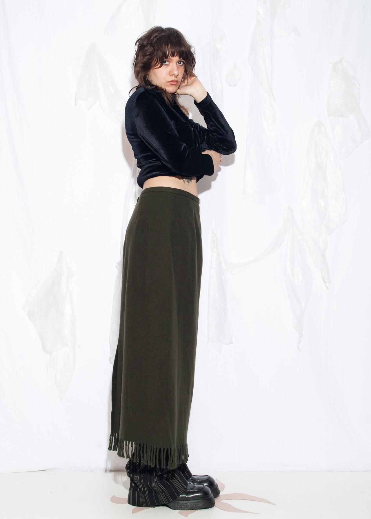 fringed hem straight maxi skirt - Image 2