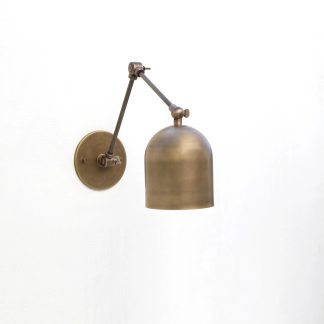 Brass articulated arm and bell shade wall lamp