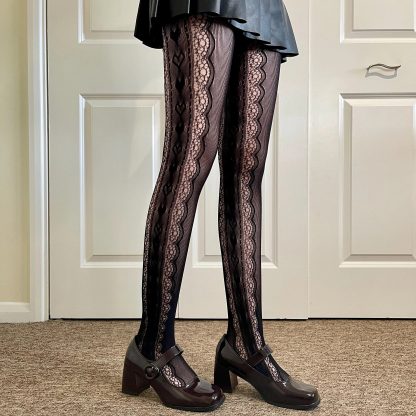 Black vintage lace pantyhose - Image 9