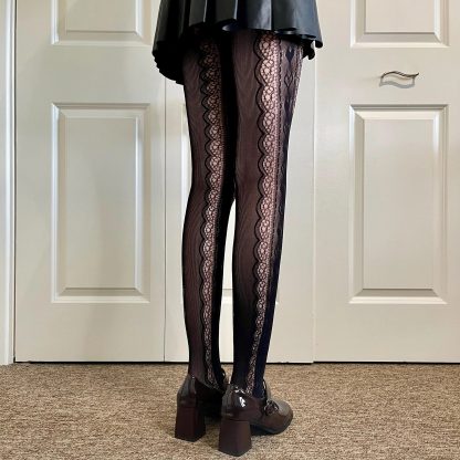 Black vintage lace pantyhose - Image 8