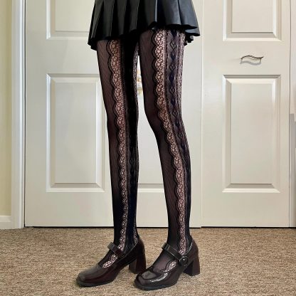 Black vintage lace pantyhose - Image 6