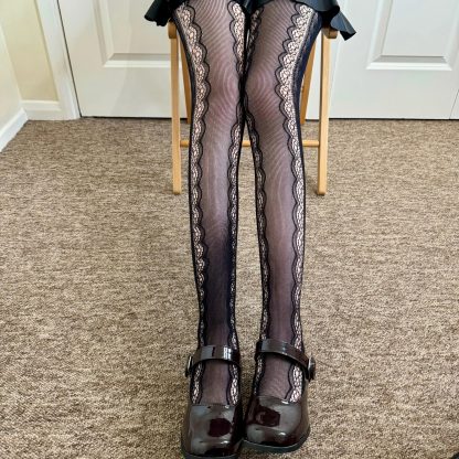 Black vintage lace pantyhose